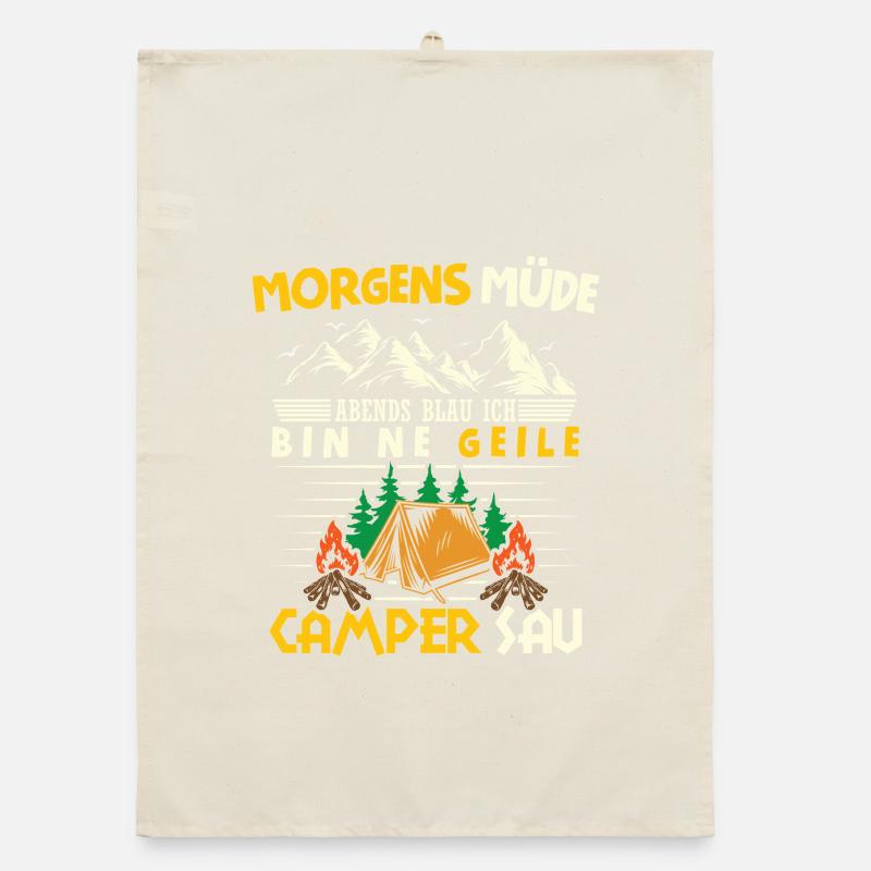 Camper Camping Caravan Saying Organic dish towel