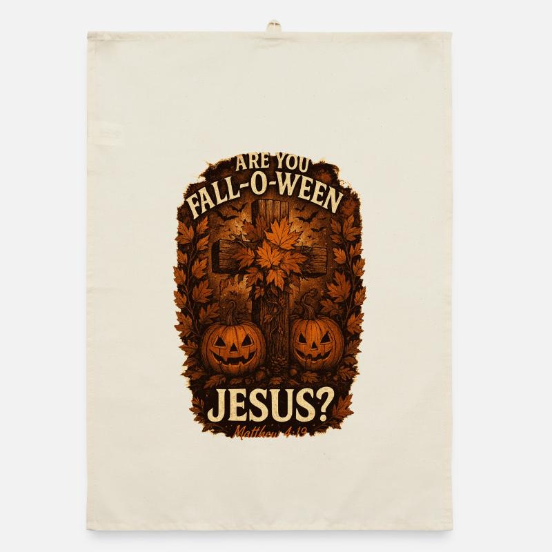 Bist du Fall-O-Ween Jesus Halloween Herbst Organic Geschirrtuch