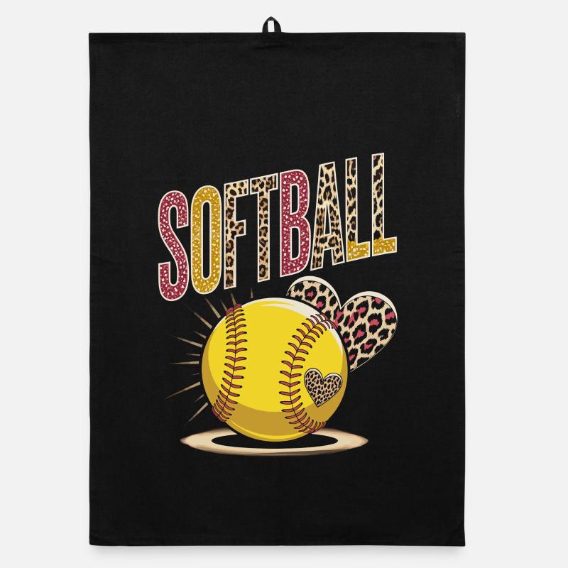 Leopard Print Softball Design Organic Geschirrtuch