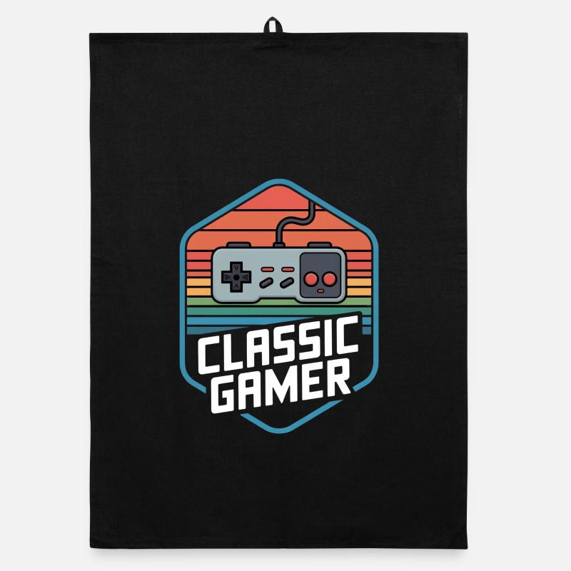 Classic Gamer Retro Controller Nostalgie Organic Geschirrtuch