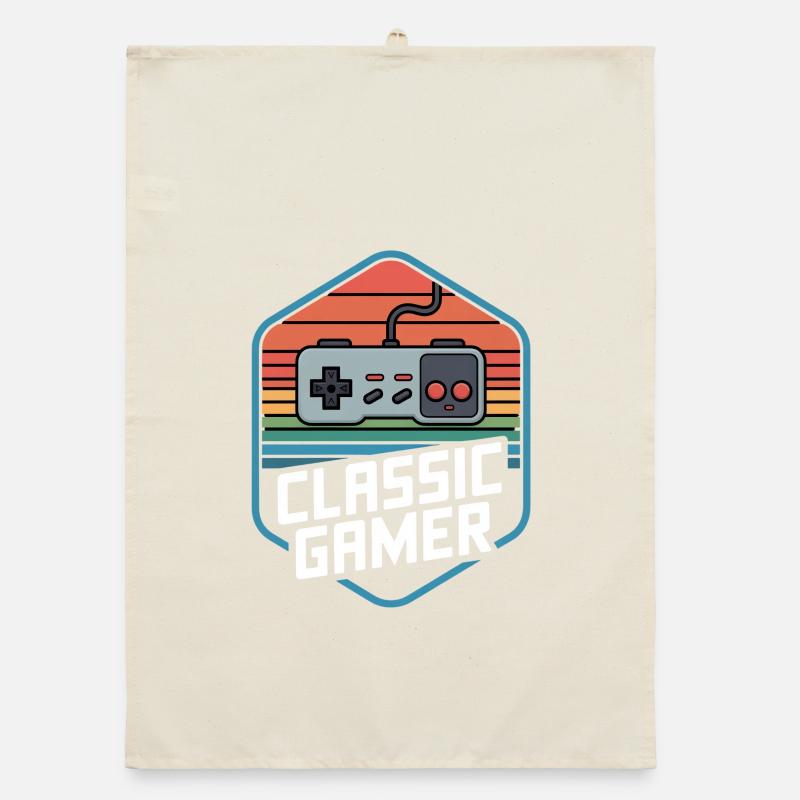 Classic Gamer Retro Controller Nostalgie Organic Geschirrtuch