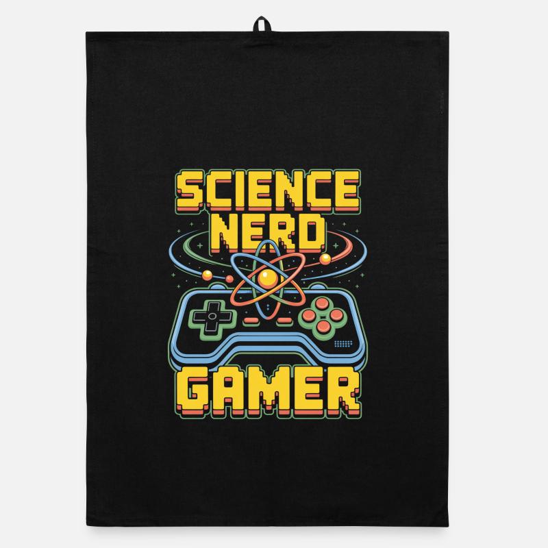 Science Nerd Gamer Atom Controller Wissenschaft - Organic Geschirrtuch - Schwarz