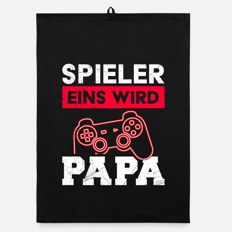 Gamer Papa SPIELER EINS WIRD PAPA Lustiges Organic Geschirrtuch