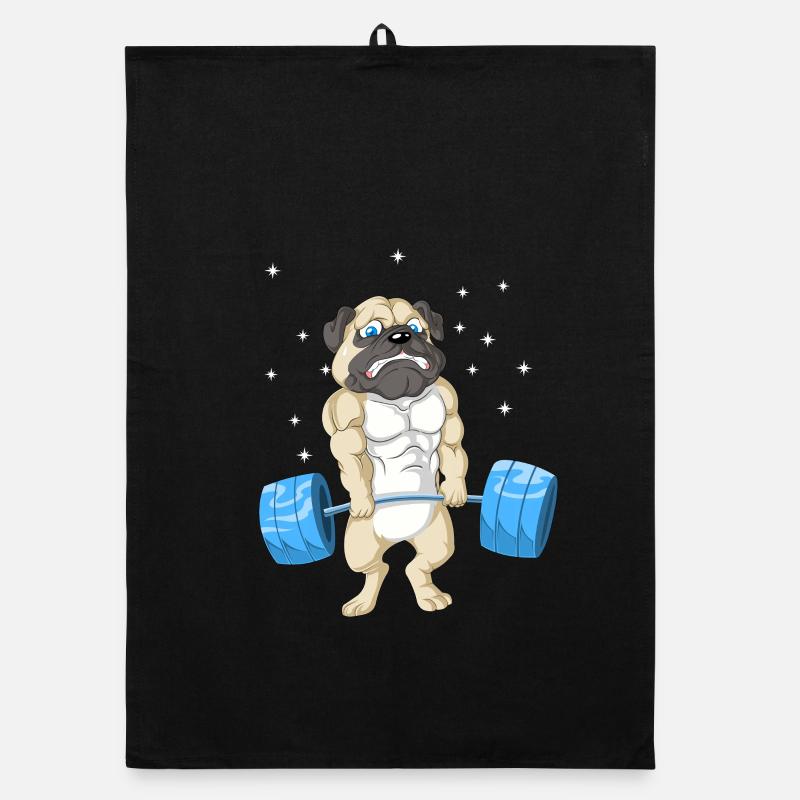 Pug weightlifting Gym Organic dish towel