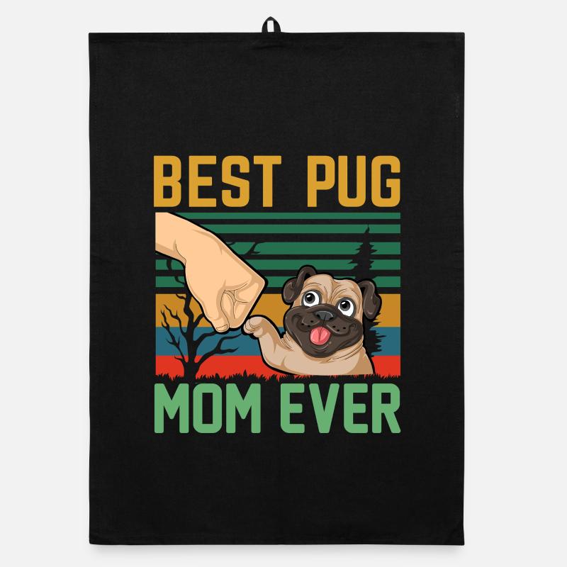 Beste Mopsmutter aller Zeiten Retro Organic Geschirrtuch