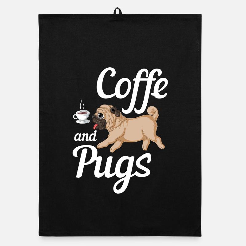 Kaffee und Möpse Tee Organic Geschirrtuch