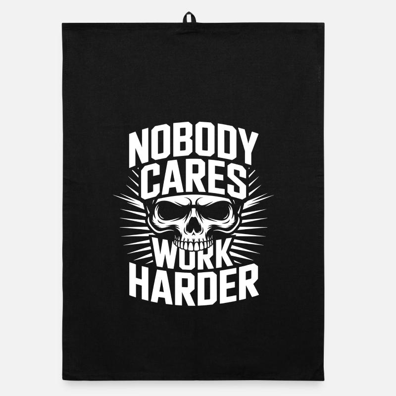 Nobody Cares Work Harder Skull Organic dish towel