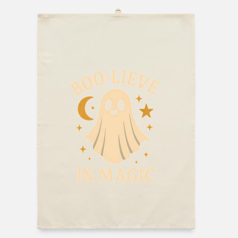 Ghost design with magic theme Organic dish towel