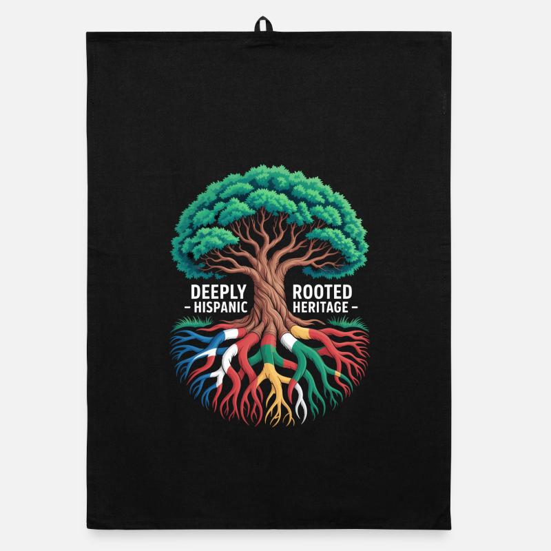 Deeply Rooted Hispanic Heritage Roots Tree Organic dish towel
