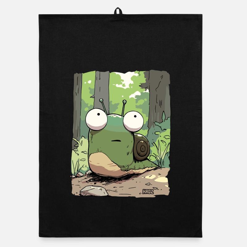 Escargot de dessin animé avec de grands yeux dans la forêt Torchon bio