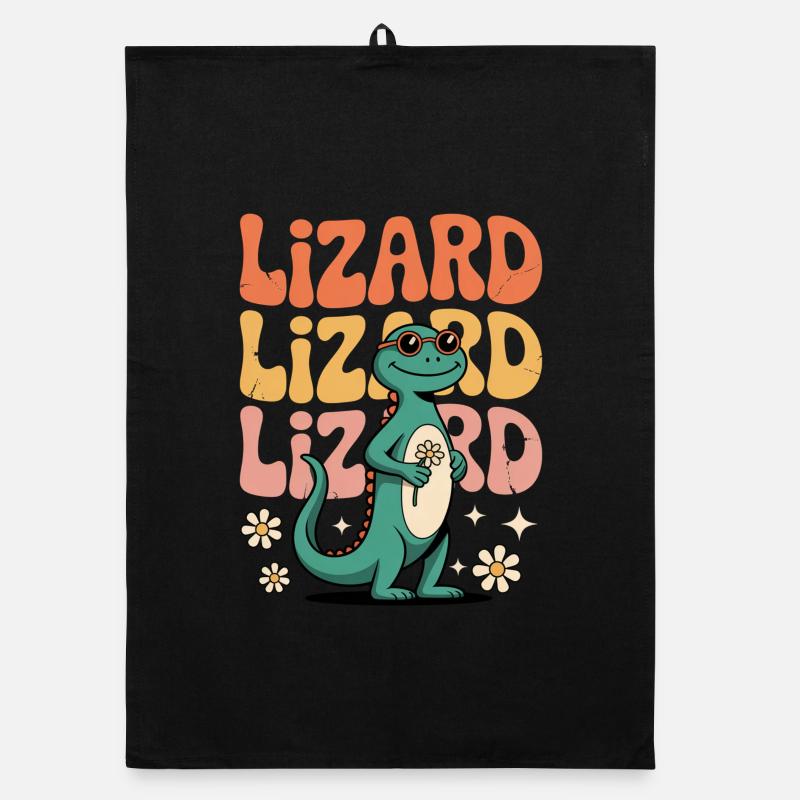 Lizard Meme Funny Weirdcore Vibes Organic dish towel