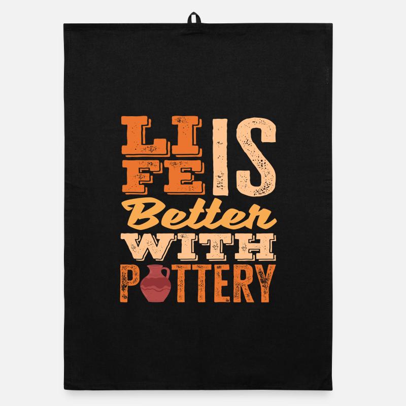 Life is better with pottery art Organic dish towel