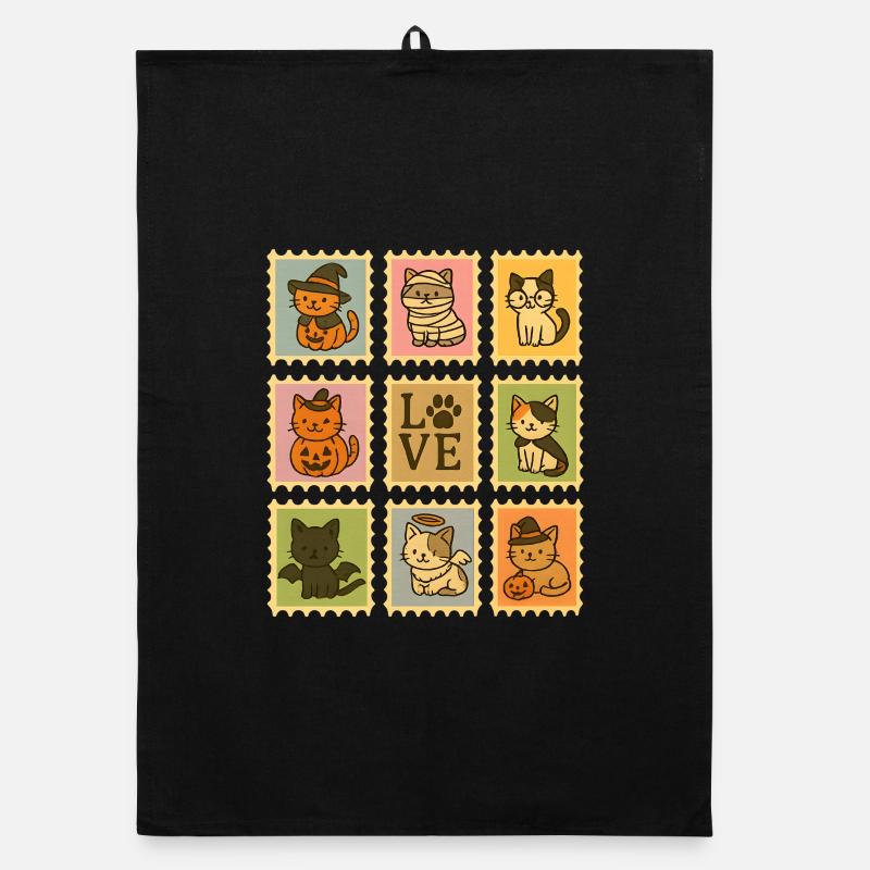 Halloween-Katzen-Sammlung Illustration Organic Geschirrtuch