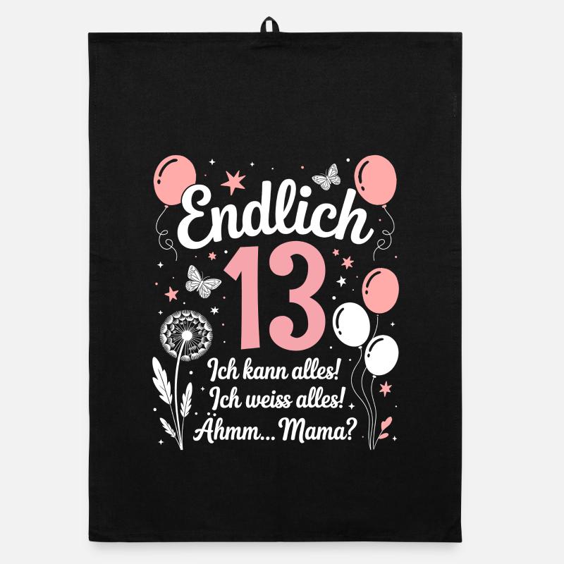 Endlich 13 Geburtstag 13 Jahre Geschenk Mädchen Organic Geschirrtuch