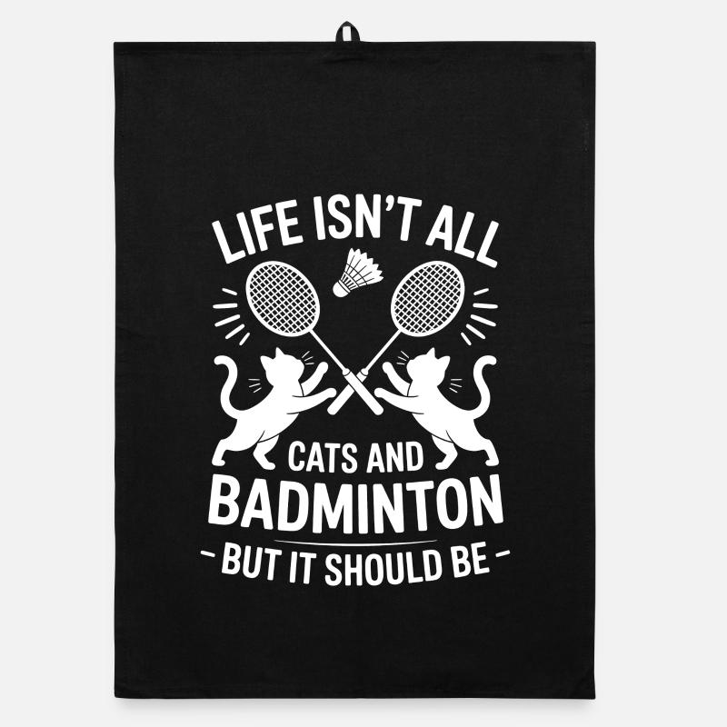 Badminton Spruch Katze Lustiges Badminton Geschenk Organic Geschirrtuch