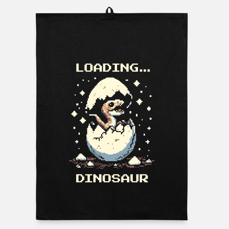 Loads... Dinosaur | Retro Dino Pixel Art Organic dish towel
