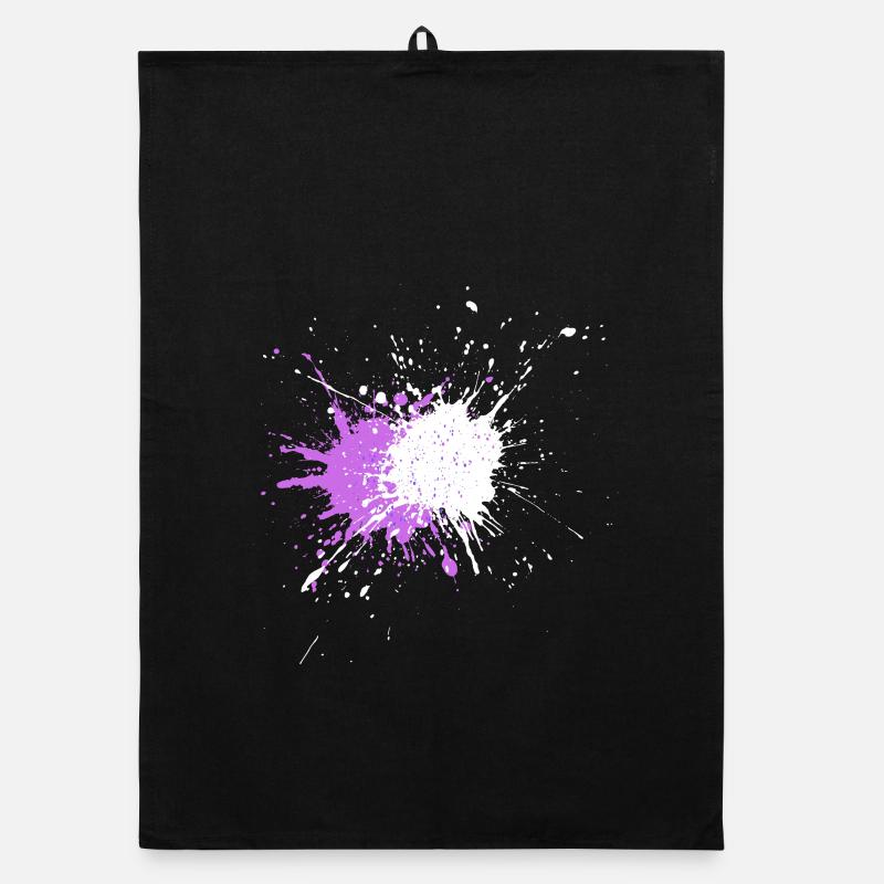 Explosion de couleur violette sur noir Torchon bio
