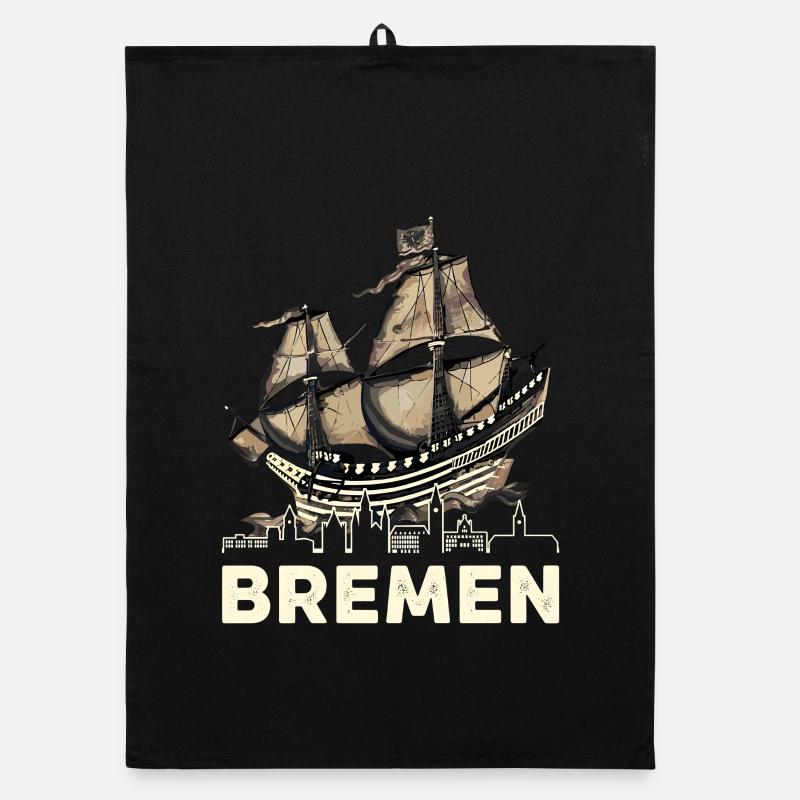 Historic Bremen Hanseatic Cog Organic dish towel