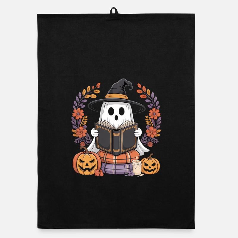 Witch Pumpkin Ghost Reader Design Organic dish towel