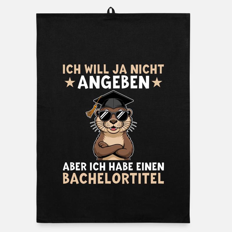 Bachelorabschluss - Otter mit Bachelortitel - Organic Geschirrtuch - Schwarz