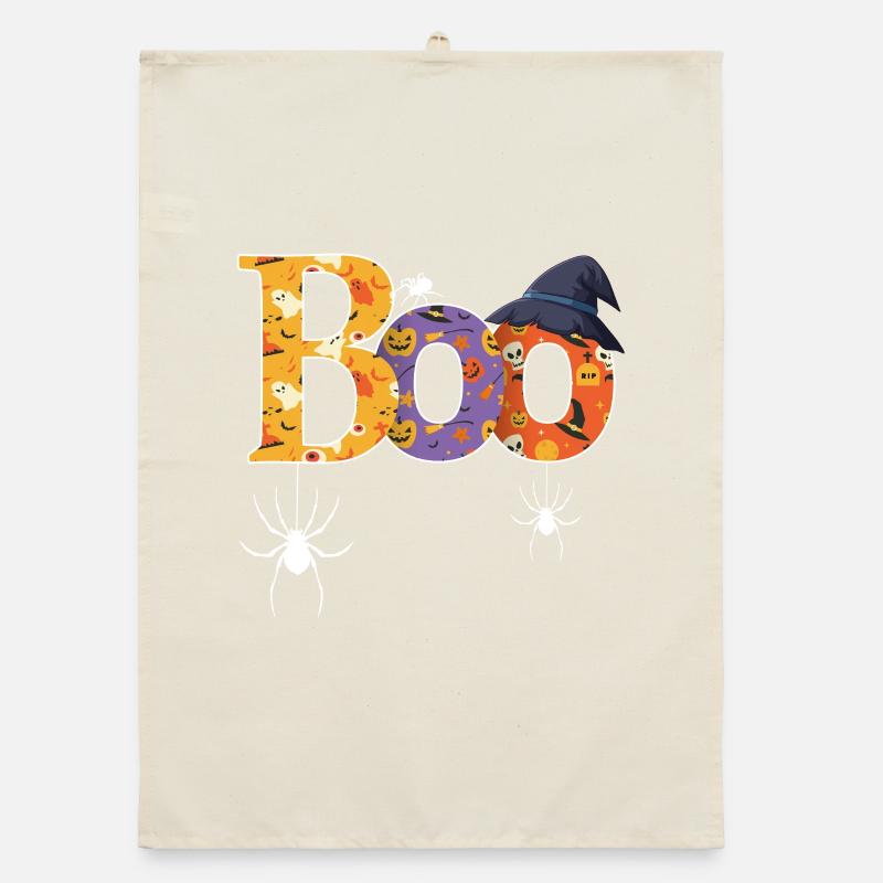 Boo Pattern Halloween Organic dish towel
