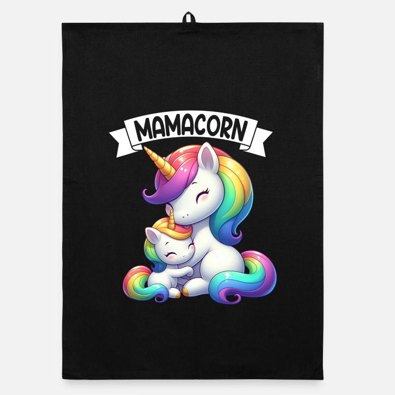 Mama Einhorn Mamacorn Mutter Tochter Dadacorn Organic Geschirrtuch