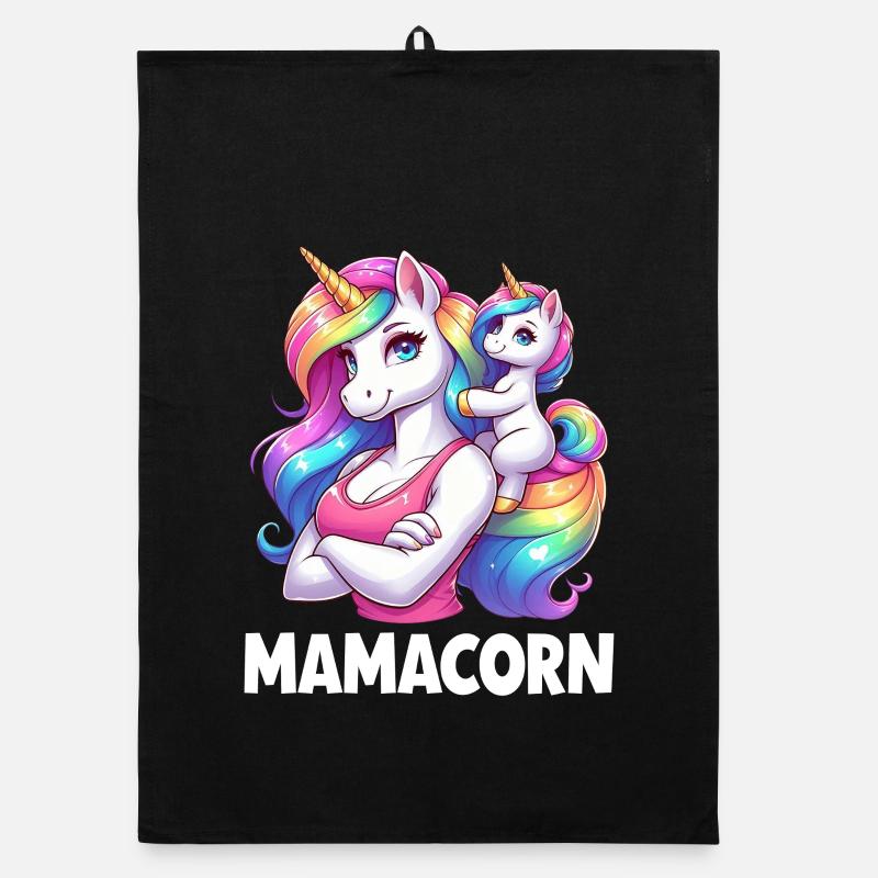 Mama Einhorn Mamacorn Mutter Tochter Dadacorn Organic Geschirrtuch