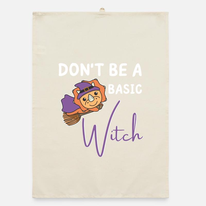 Triceratops Halloween Witches don't be a basic witch Organic dish towel