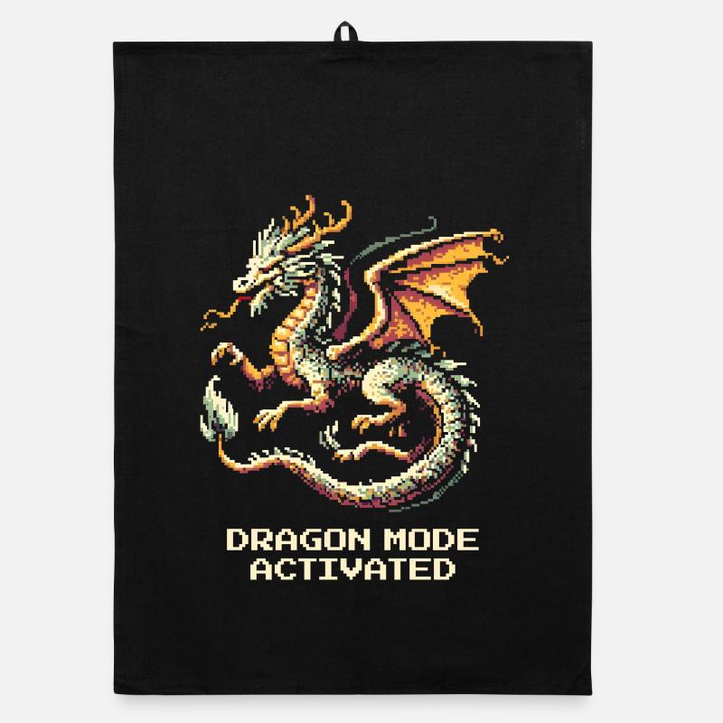 Mode Dragon activé | RPG fantastique Pixel Art Torchon bio