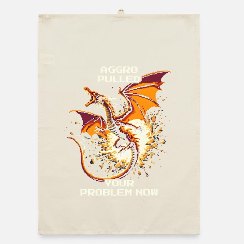 Aggro pulled – your problem | Dragon Pixel Art Organic dish towel