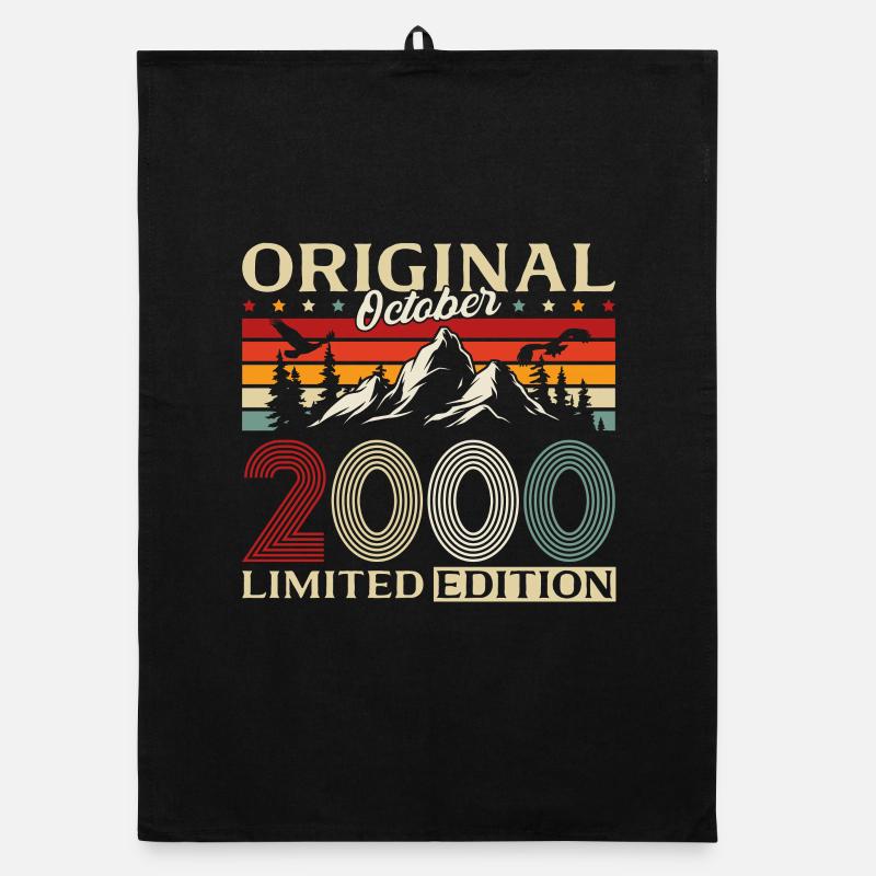 25th Birthday Original October Year 2000 Organic dish towel