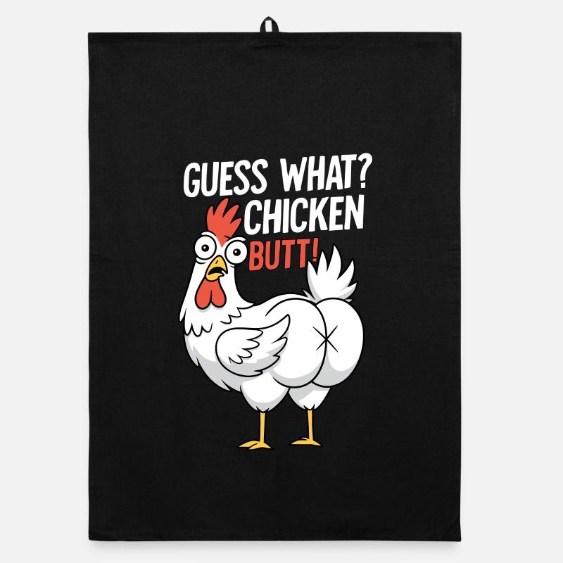 Cul de poulet disant dessin animé - Torchon bio - noir