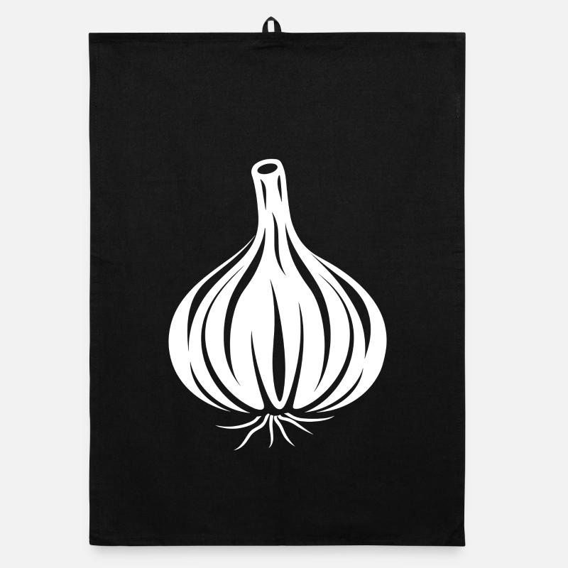 Garlic silhouette black and white Organic dish towel