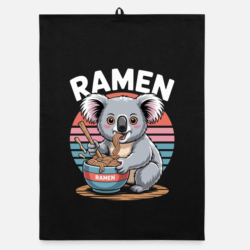 Ramen Koala au coucher de soleil rétro Torchon bio