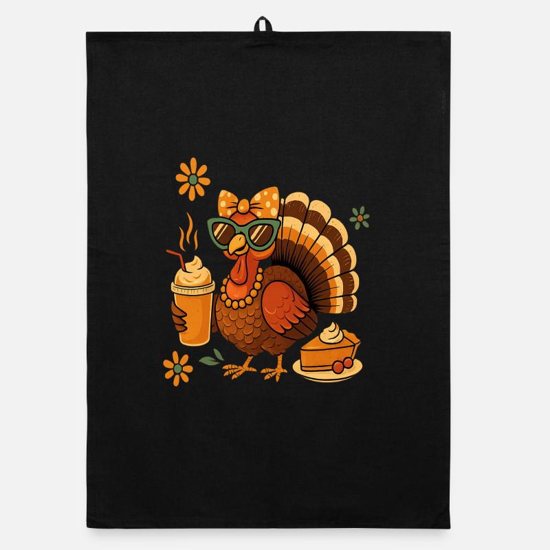 Dinde buvant du café arc Thanksgiving idée Torchon bio