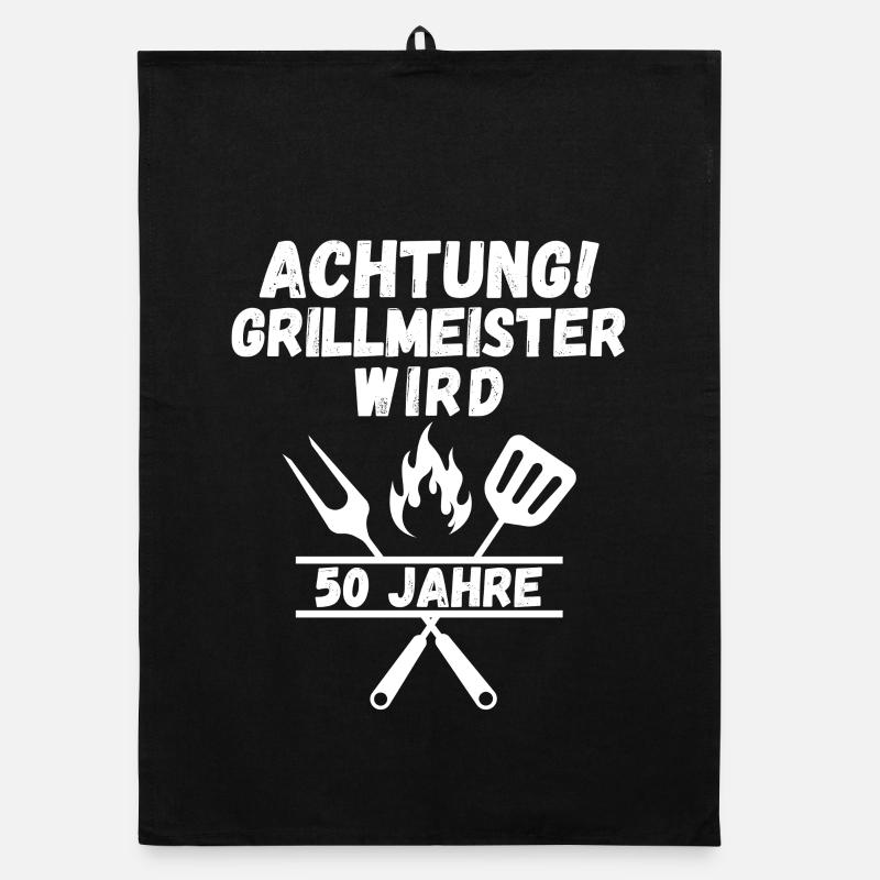 Attention Grill Master Turns 50 – Funny BBQ T-Shir Organic dish towel