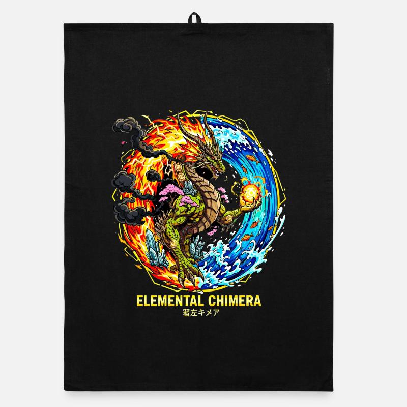 Elemental Chimera | Dragon of the 3 Elements Organic dish towel