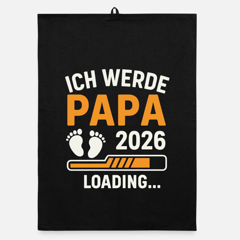 Werdender Vater ICH WERDE PAPA 2026 Lustig - Organic Geschirrtuch - Schwarz