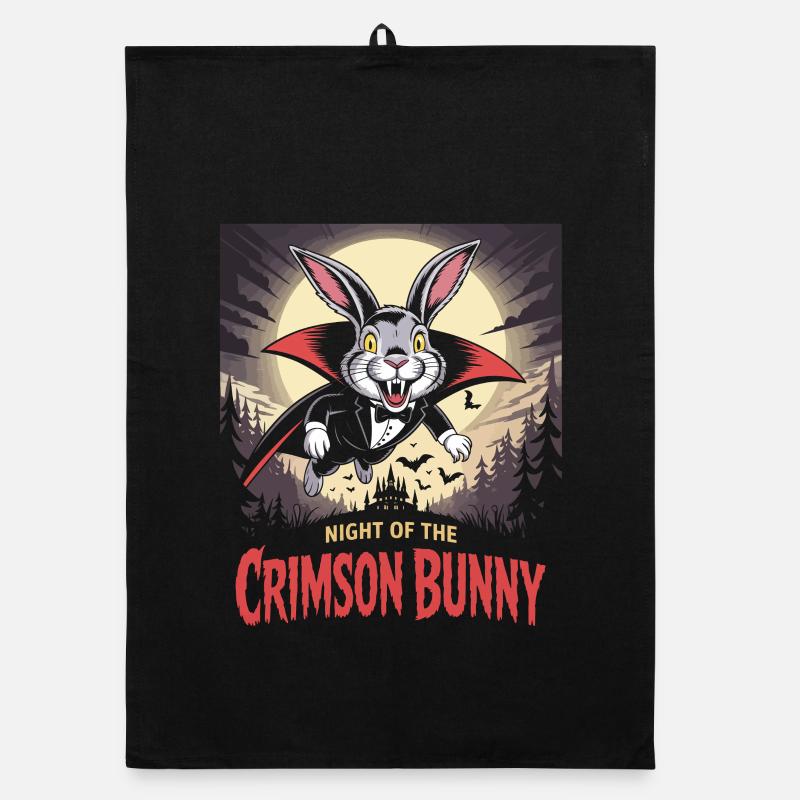 La Nuit du Lapin Pourpre - Bunny Design - Torchon bio - noir