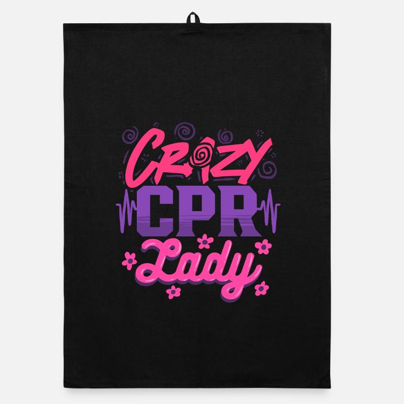 CPR Instructor Resuscitation Crazy CPR Lady Organic dish towel