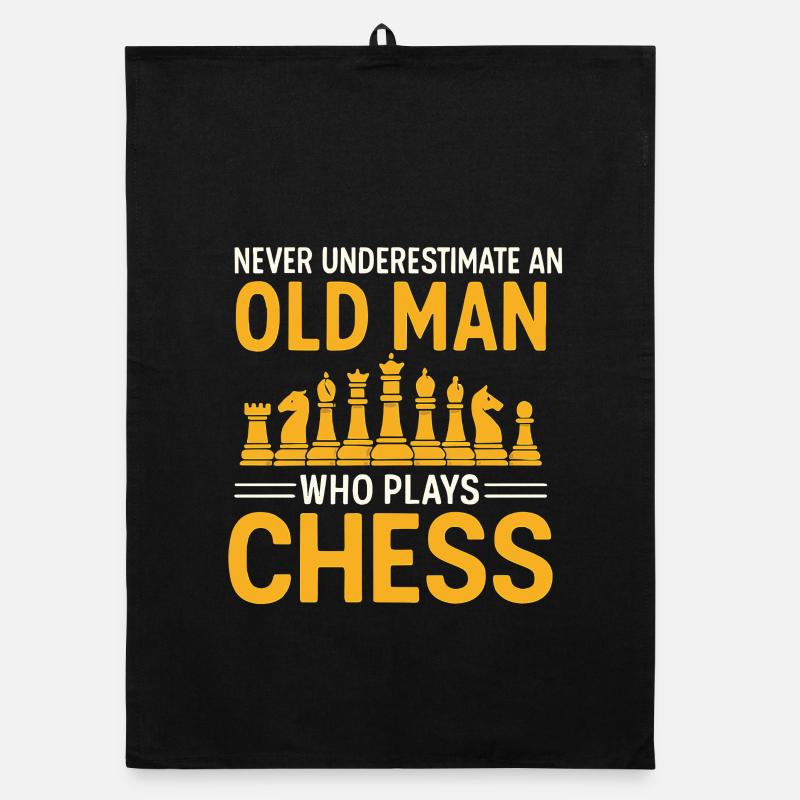 Funny Chess Odds Old Man Chess Organic dish towel