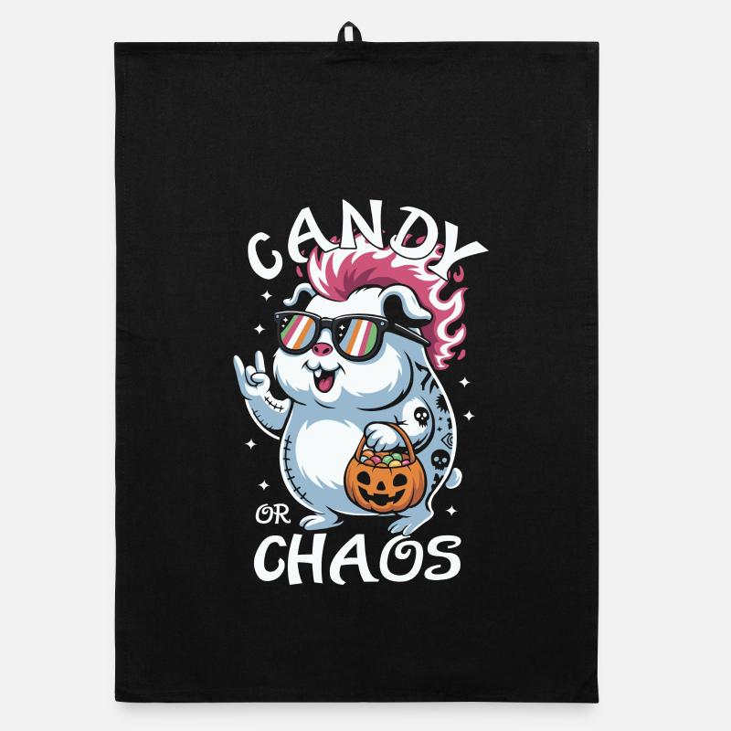 Chaotique Punk Cochon d’Inde Hamster d’Halloween Torchon bio