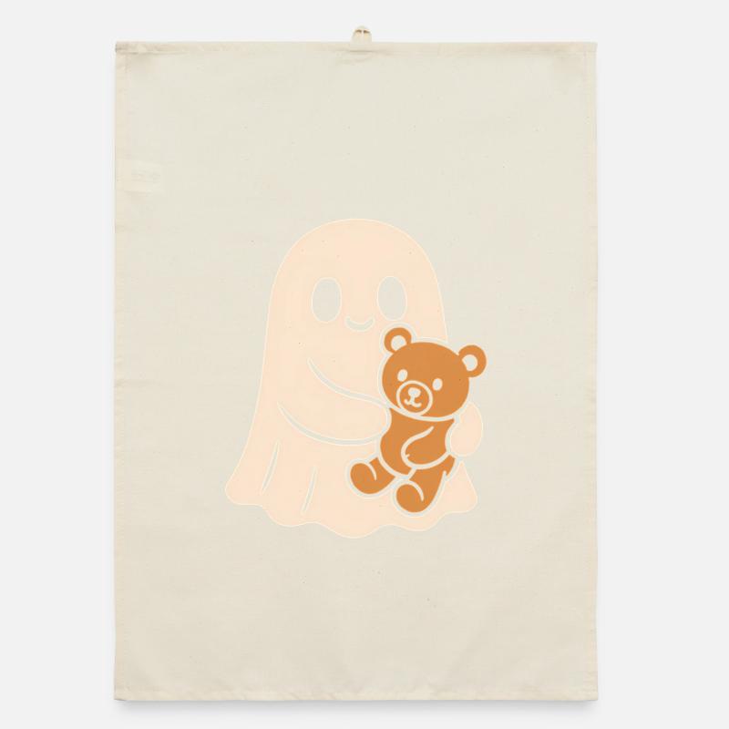 Cuddly Ghost with Teddy Organic dish towel