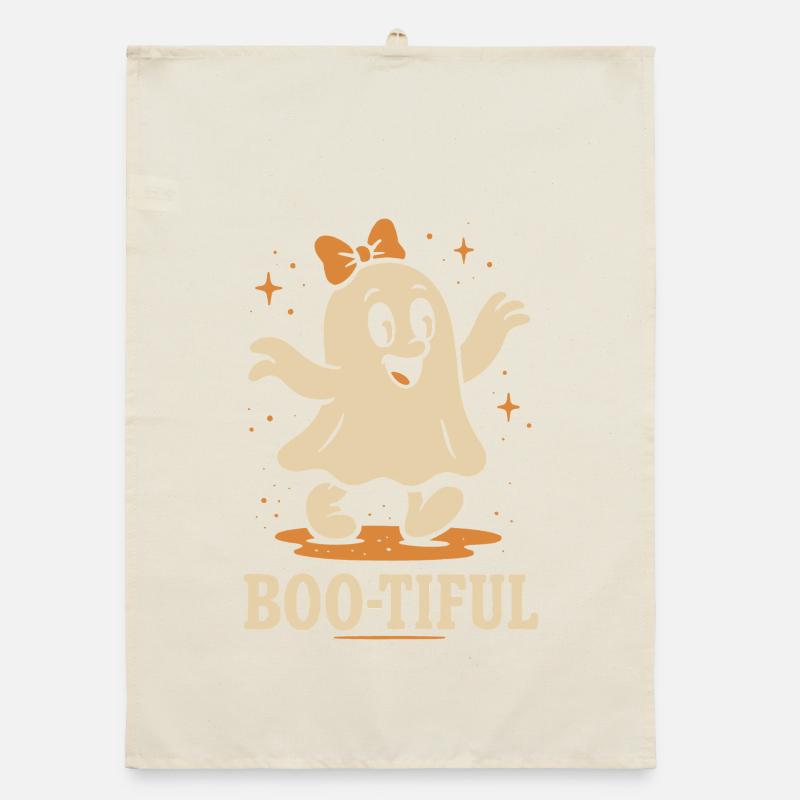 Boo-Tiful Ghost Halloween Party Fun Organic dish towel