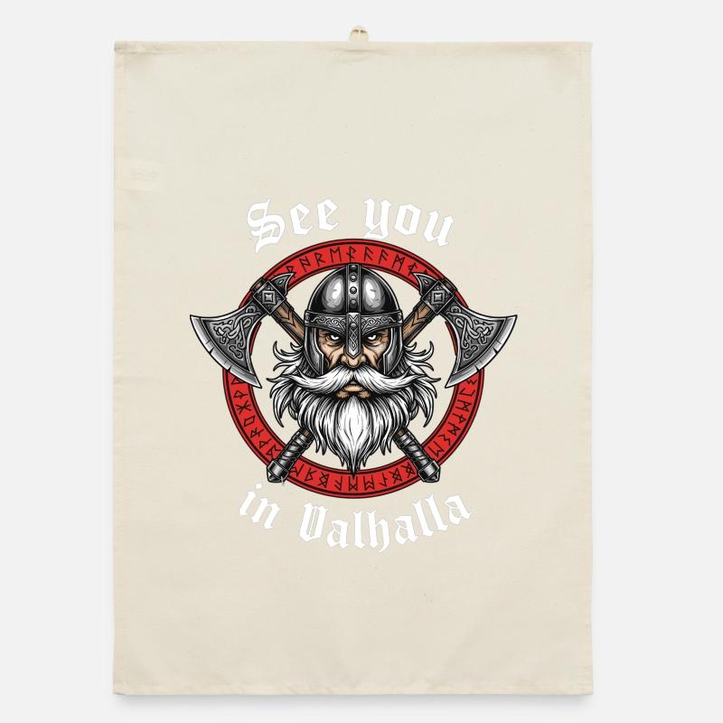 Valhalla Vikinger Krieger Organic Geschirrtuch