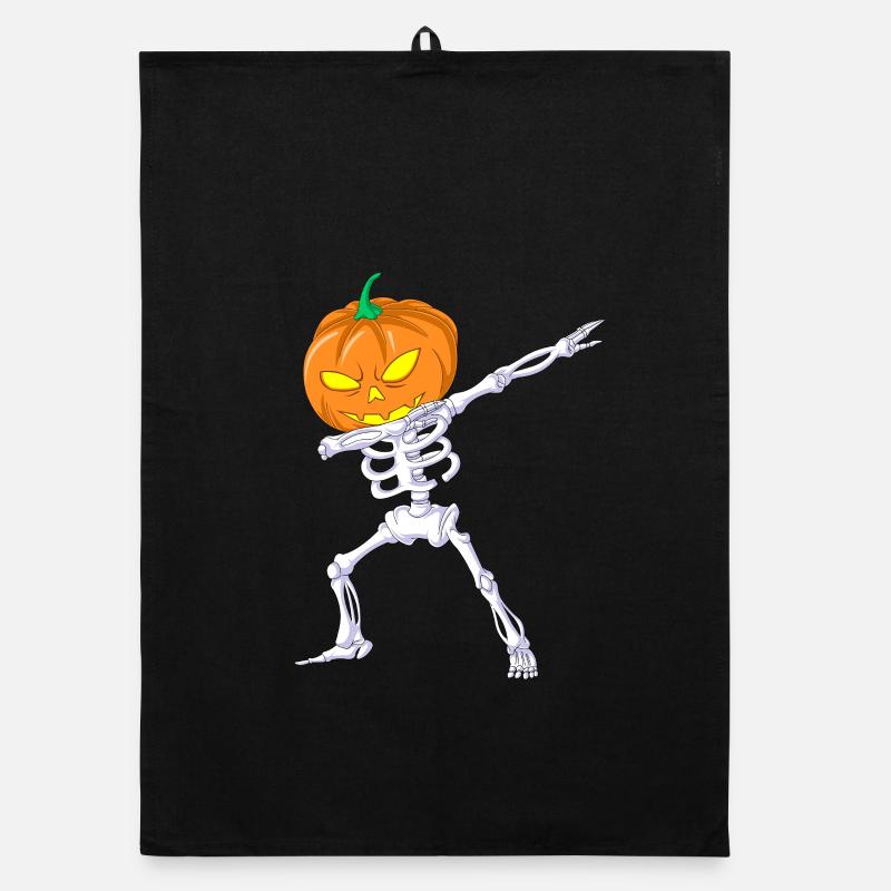 Dabbing Skeleton Pumpkin Organic dish towel