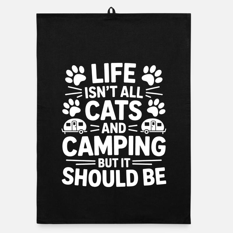 Camping Saying Cats Funny Camping Gift Organic dish towel