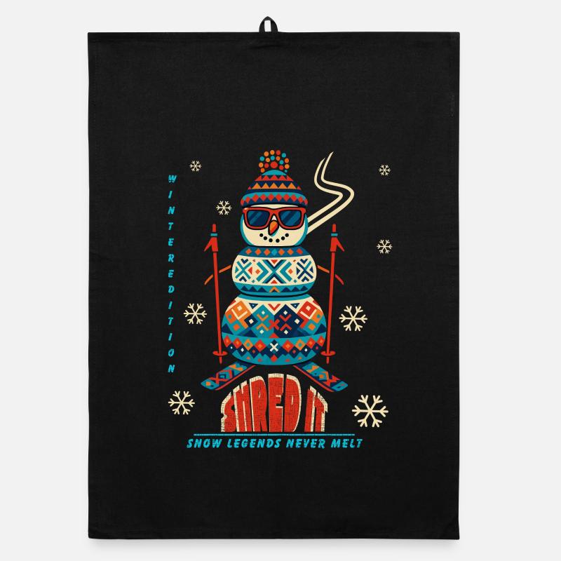 Skiing Snowman - Snow Legends Never Melt Organic dish towel