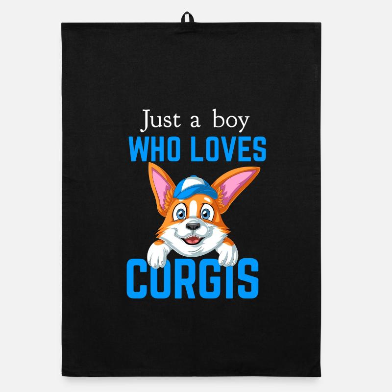 Just a Boy Who Loves Corgi Organic dish towel