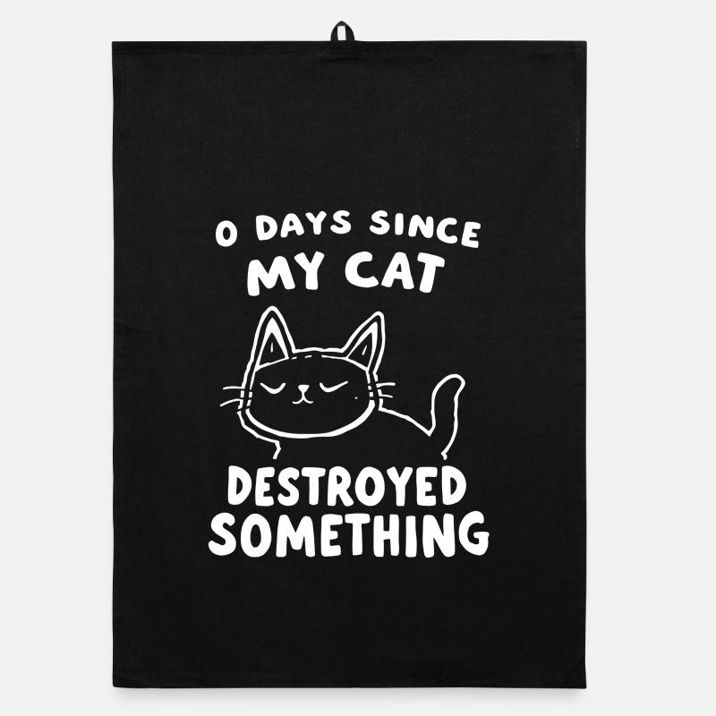 0 Days Since My Cat Destroyed Something Fun Organic Geschirrtuch